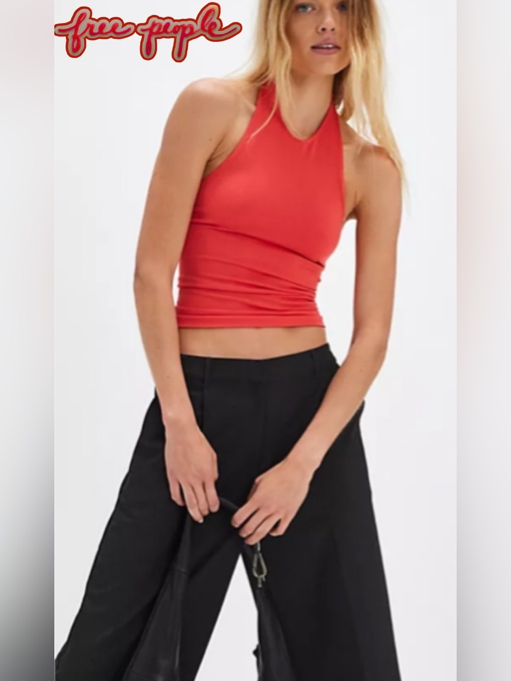 Intimately Free People So Sleek Cami Halter neck low back Red/orange M/L boho